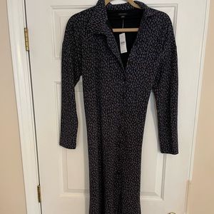 Ann Taylor navy button down collared dress | 4 | NWT